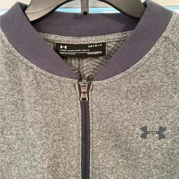Under Armour‎ Women’s Heather Gray Cold Gear Bomber Full Zip Jacket Size Large - Picture 3 of 9
